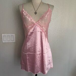 Satin Pink Lace slip dress